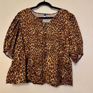 Old Navy Leopard Print Blouse with bows